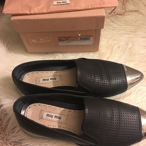Miu miu metal cap toe loafers